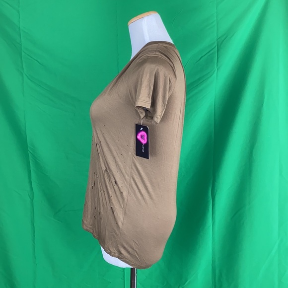 Olive Distressed V-Neck Tee - Picture 8 of 11